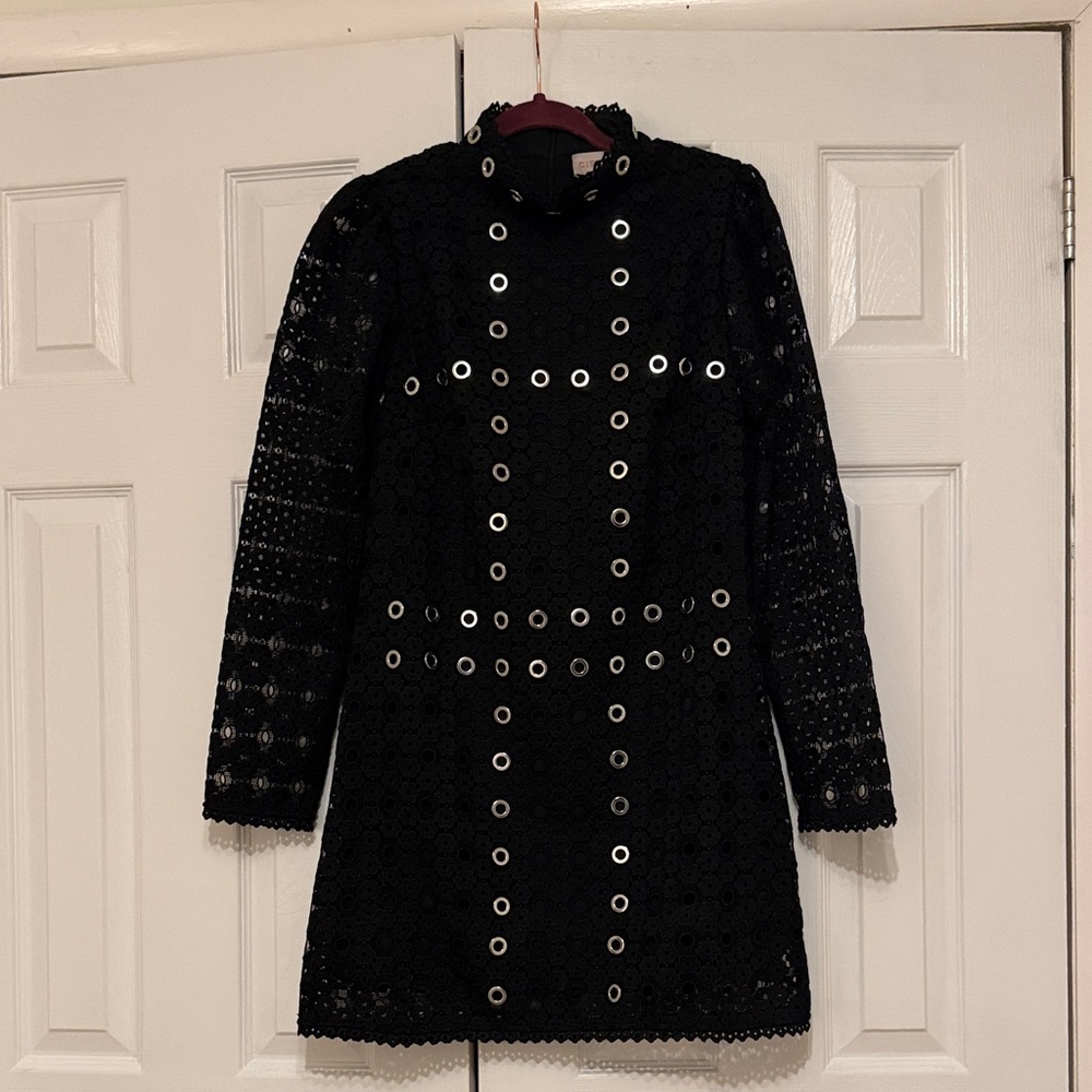 NWT Corbin Black Lace Dress with Silver grommets sz small